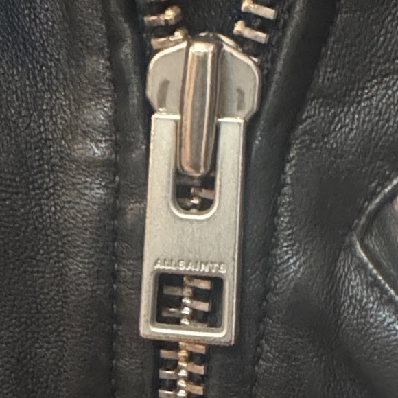 All Saints Allsaints Balfern Black Leather Biker Moto Belted Jacket 4 - Picture 7 of 14